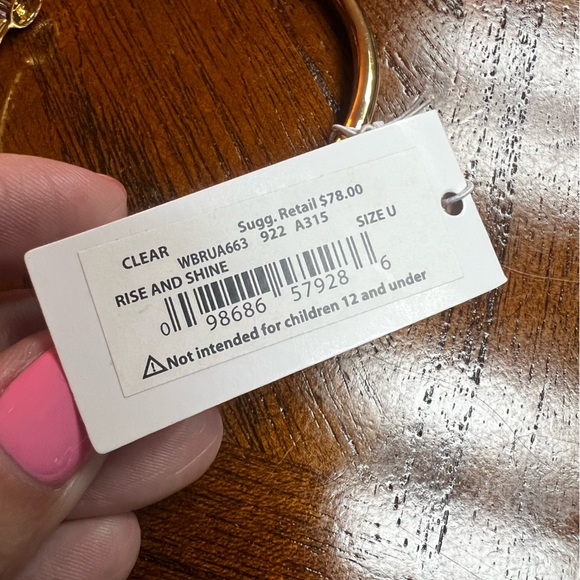 NWT Kate Spade Rise and Shine gold plated hinged bracelet with clear stones - Picture 3 of 6